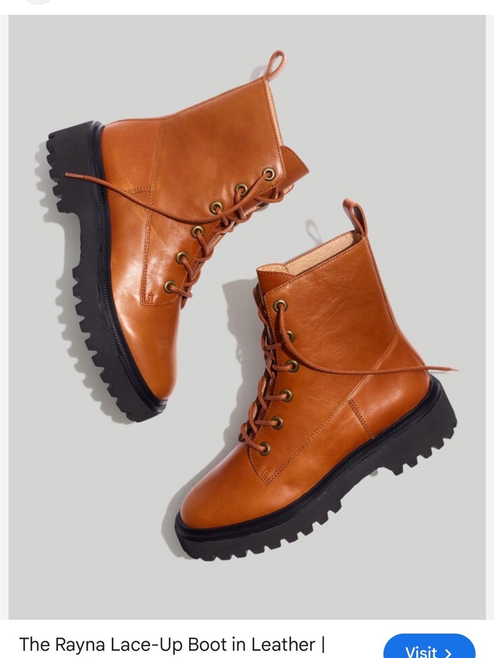 Madewell Rayna Lace-Up Boot in Leather